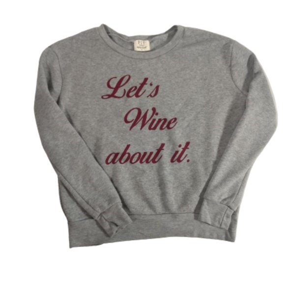 PST Let's Wine About It Gray Sweatshirt Women's Size XS - Picture 1 of 5